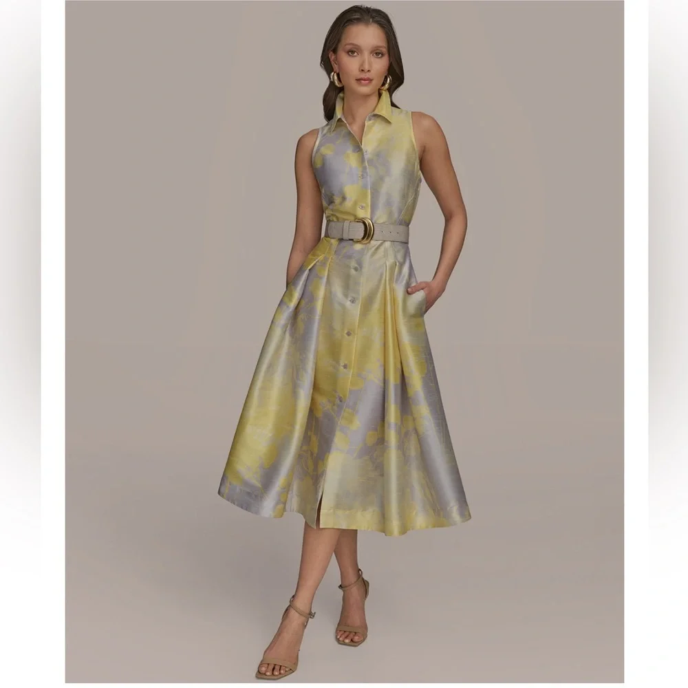 Donna Karan Yellow and Gray A-Line Skirt - Picture 4 of 8